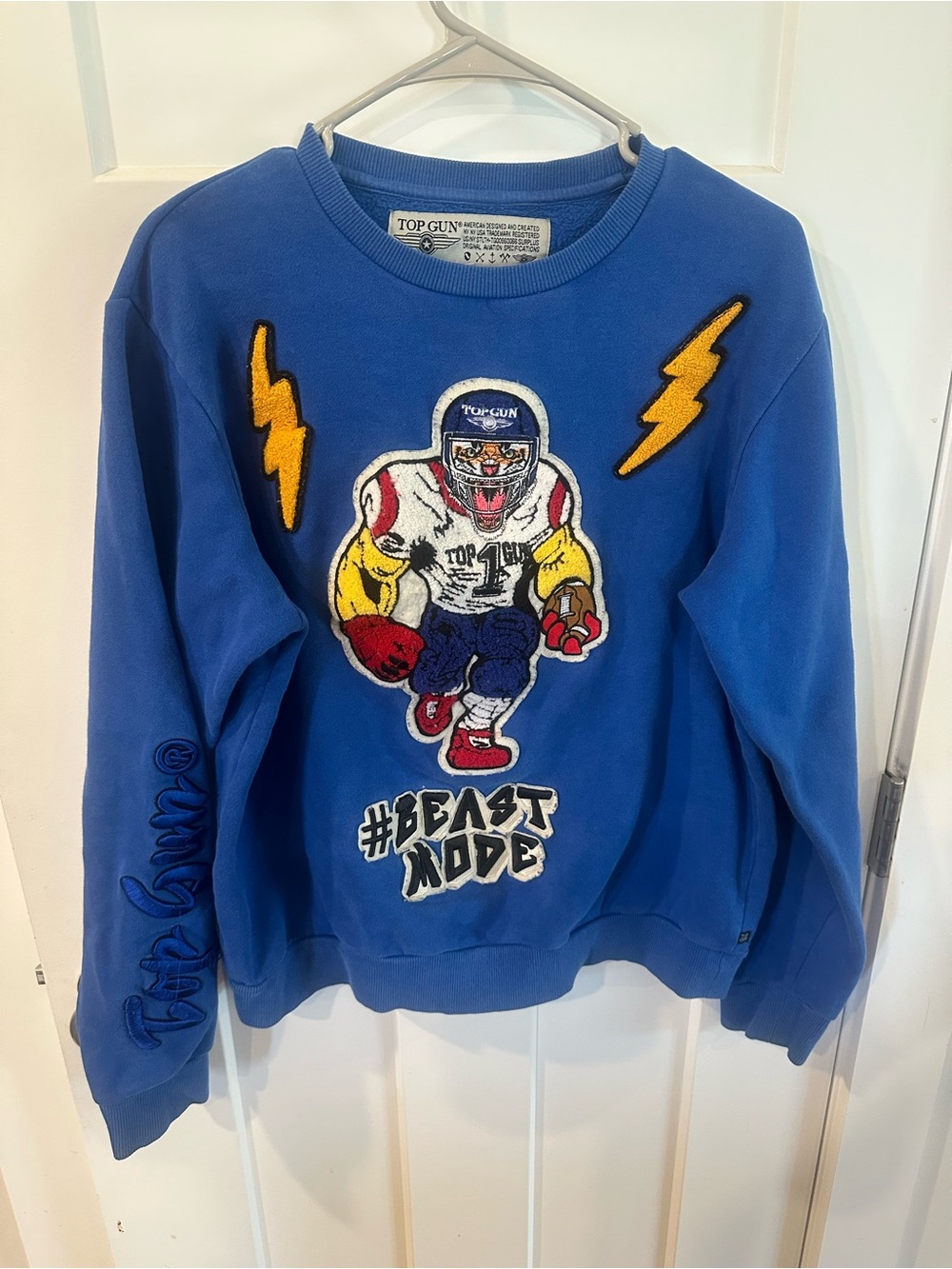 Top Gun Beast Mode Crewneck Sweatshirt Blue Size Medium